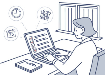 Digital Invoice Processing and Billing Management &ndash; Man Using Laptop for Online Payments, Financial Checklist Workflow, and Tax Accounting Solutions (AI Generated)