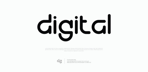 Digital creative tech logo alphabet fonts. Typography minimalist urban sans serif digital fashion future modern logos fonts. vector illustration 
