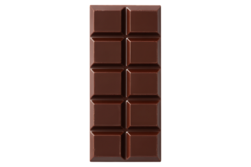 Dark chocolate bar isolated on transparent background
