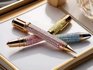 Elegant Crystal-Studded Decorative Ballpoint Pens