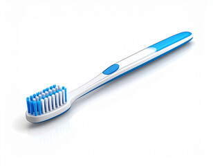 the image showcases an oral hygiene tool lying diagonally on a white background. the tool features a white handle with a colored accent running along the top and bottom