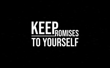 Black background with white text urging self-discipline and commitment. Displays the phrase 