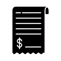 Receipt icon showing blank lines and dollar symbol for payments  