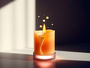 Burning Candle with Glowing Embers: A Peaceful, Ambient Scene