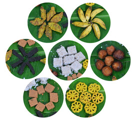 A colorful and delicious assortment of traditional Sri Lankan sweetmeats (kavili), beautifully...