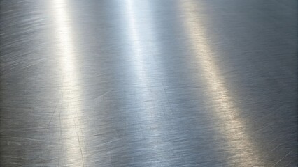 A smooth brushed metal texture reflects light, creating a modern industrial background