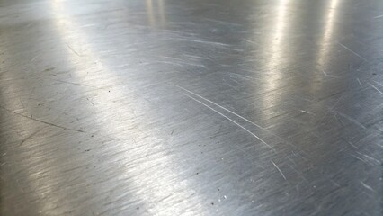 Scratched and shiny metal surface provides a textured industrial background