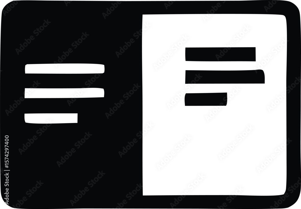 Poster abstract minimalist design featuring a split composition with black and white sections and bold hori