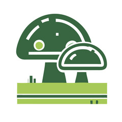 Stylized mushrooms icon in green tones