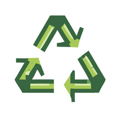 Recycling symbol icon in green colors representing sustainability and eco-friendliness  