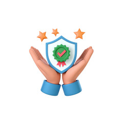 Arms raised up, shield with emblem in the form of green rosette dissected by red tick, on red ribbon, small stars
