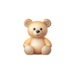 A cute teddy bear with a round face and gentle features, sitting upright and radiating comfort, perfect for children or as a nostalgic gift