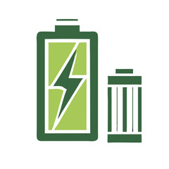 Battery and rechargeable cell icon in green color design  
