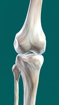 Detailed Anatomy of Human Knee Joint Bones and Ligaments on Neutral Background for Medical Educational
