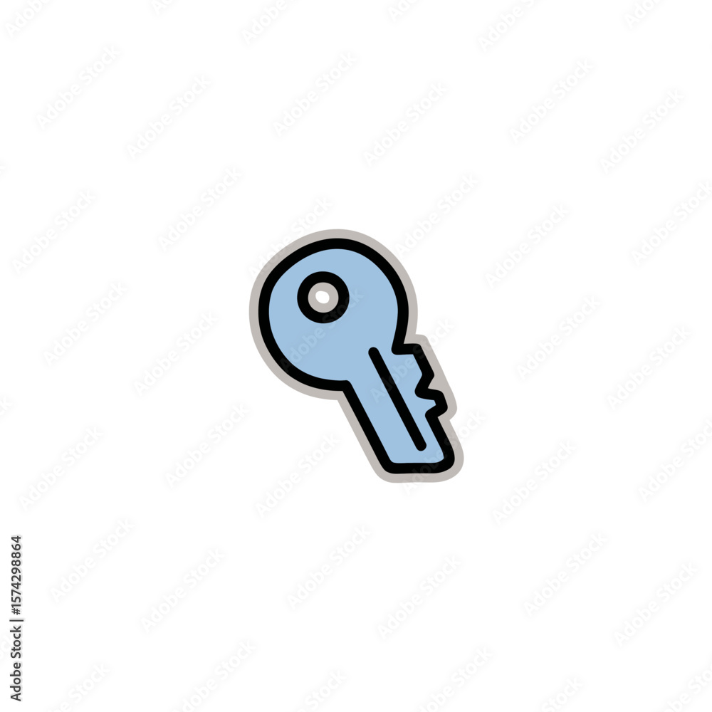 Poster cute key unlocks security icon simple isolated