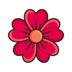 red flower on white background