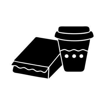 black sandwich and coffee cup clip art preview