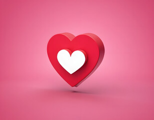 Icon like heart social media notification on pink background. Notifications like emoji. Social media concept. 3d render. pink heart 