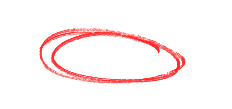 Red Hand-Drawn Scribble Circle PNG - Sketchy Oval Highlighter Image, brushstroke oval shape for design elements, highlighting, underlining, doodle art