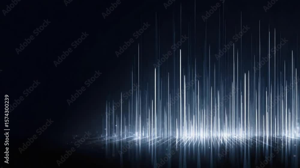 Poster illuminating data streams: a striking visual of illuminated vertical lines represents the flow of in
