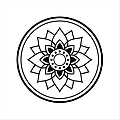 Mandala Coloring Vector Round Frame with White Space