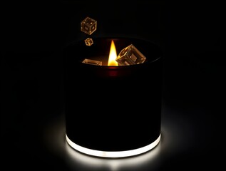 Mysterious Illuminated Candle: Glowing Cubes & Dark Ambiance