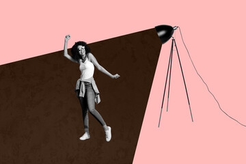 Sketch pop image sketch full collage of happy businessman businesswoman stand light bulb idea...