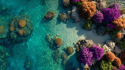 Vibrant Ocean Landscape with Colorful Underwater Rocks
