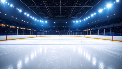 empty ice stadium and bright light