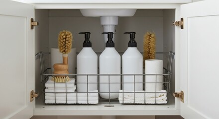 Organized Under-Sink Storage Stylish & Functional Bathroom Cabinet Organization
