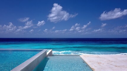 Obraz premium Tranquil ocean view infinity pool