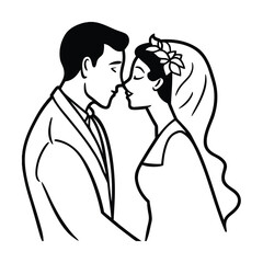 bride and groom kissing