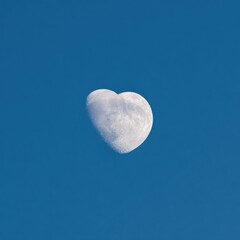 Heart Shaped Moon Floating in Azure Sky Captivating Lunar Beauty Celestial Love Romantic Night Sky
