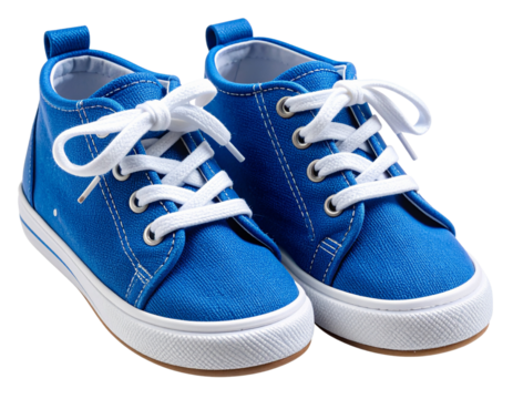  Adorable Blue Canvas Baby Shoes with Laces Isolated PNG