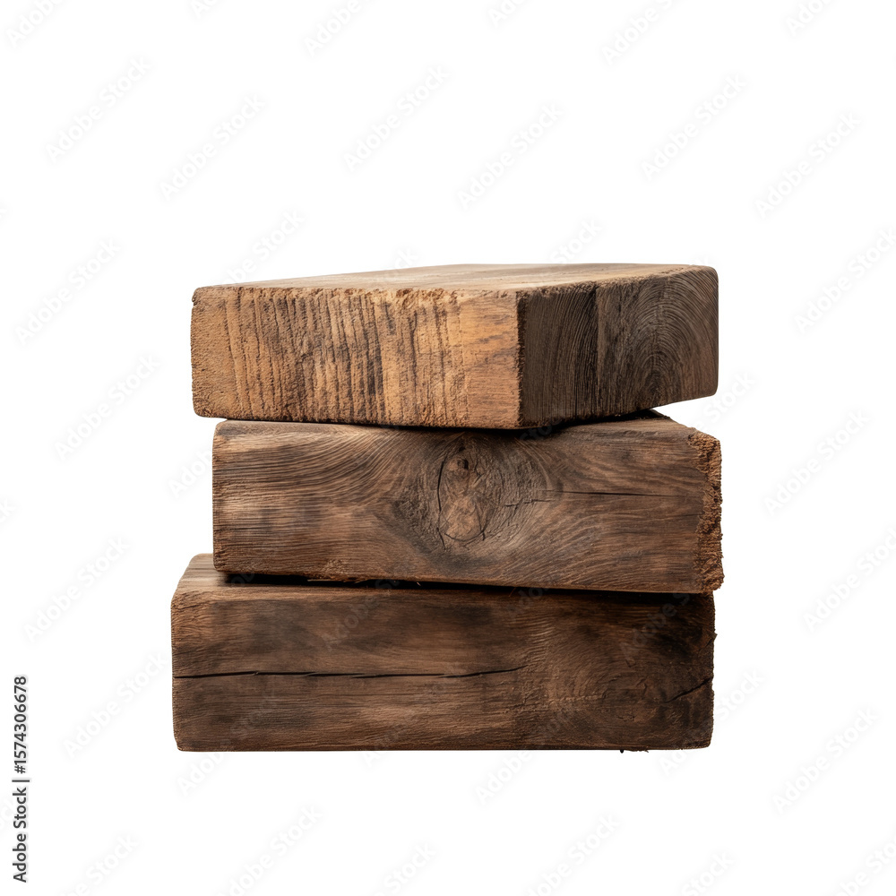 Poster three rustic wooden beams stacked in a vertical arrangement with texture detailing