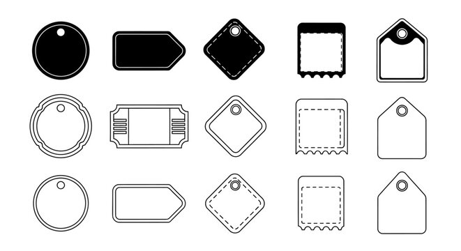 Array of Price Tags: A meticulously crafted array of varied price tags, perfect for any commercial purpose, offering a clean, modern, and adaptable design.