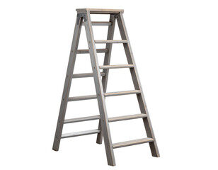  Rustic Weathered Grey Wooden Ladder with Aged Steps, Isolated on Transparent Background PNG