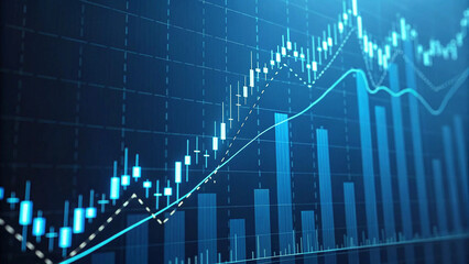 Market Chart of Business Growth, Stock Graph, and Financial Investment Data on Profit and Success Background