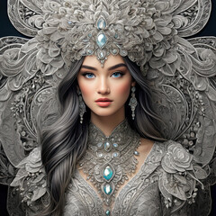 Mystical Woman in Ornate Headdress