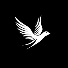 Obraz premium Dove - Black and White Isolated Icon - Vector illustration