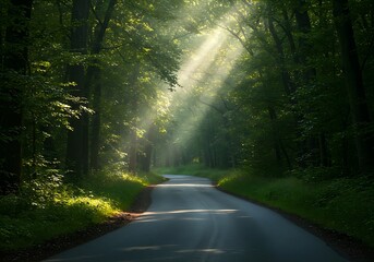 Peaceful Woodland Pathway Surrounded by Trees