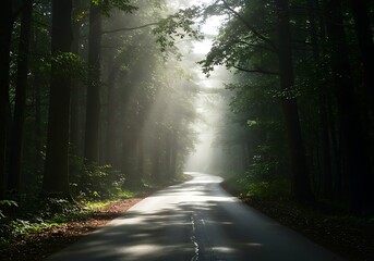 Peaceful Woodland Pathway Surrounded by Trees