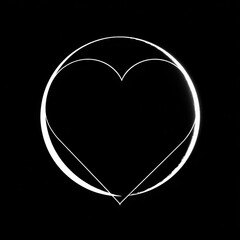 Modern minimalist heart design with circle overlay in graphic monochrome style artistic and clean love concept