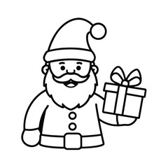 cartoon santa claus holding a gift box isolated