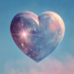 Cosmic Heart: Celestial Love in the Sky featuring a Galaxy Moon Heart Symbol against a Sky Background