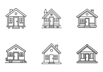 tiny house icon line art vector illustration