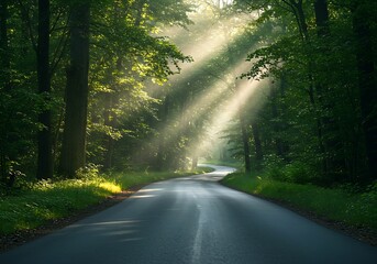 Peaceful Woodland Pathway Surrounded by Trees