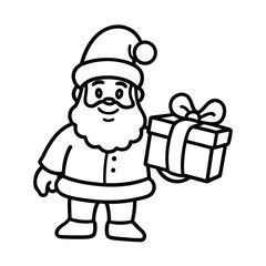 cartoon santa claus holding a gift box isolated