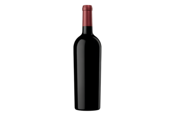 Elegant red wine bottle with red foil cap