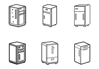 smart refrigerator icon line art vector illustration